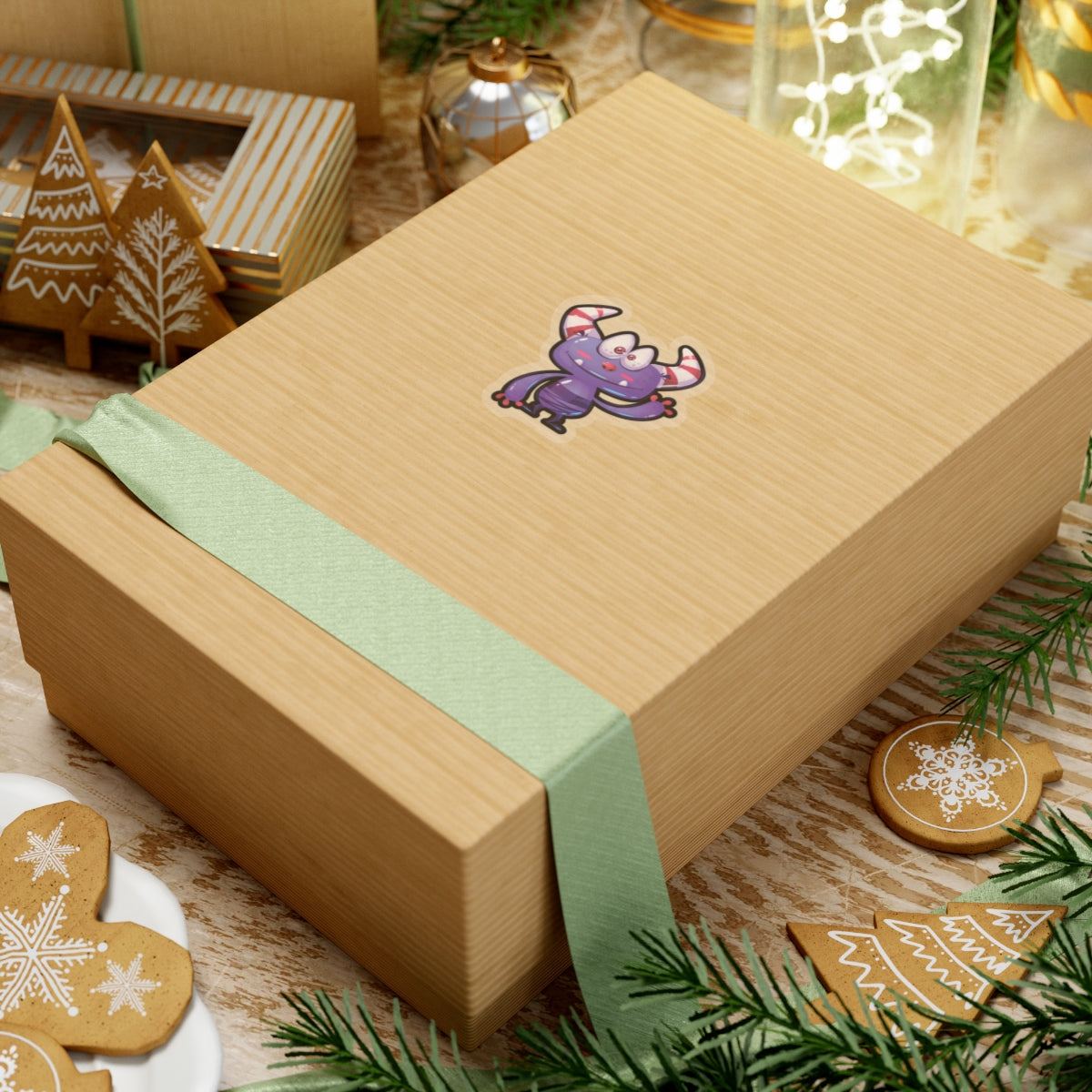 DoodleWear Purple Monster Sticker (2" x 2")