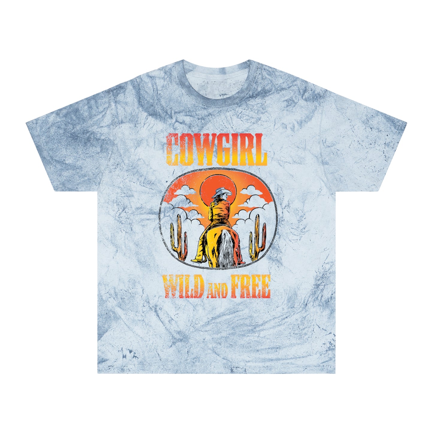 Cowgirl Wild and Free Color Blast Tee - Wyomerican