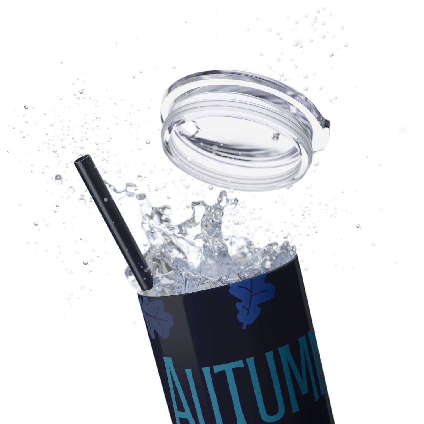 WYO Blue Fall Leaf Skinny Tumbler with Straw, 20oz - Wyomerican