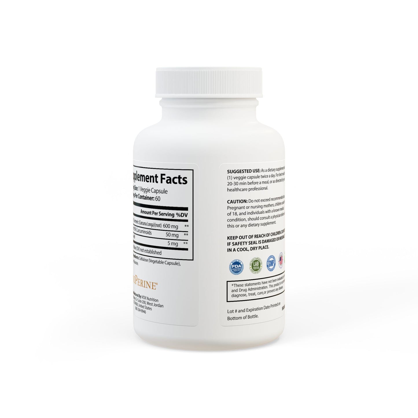 Prairie Vitality Turmeric with BioPerine® (Black Pepper Fruit Extract) Supplement (60 Capsules)