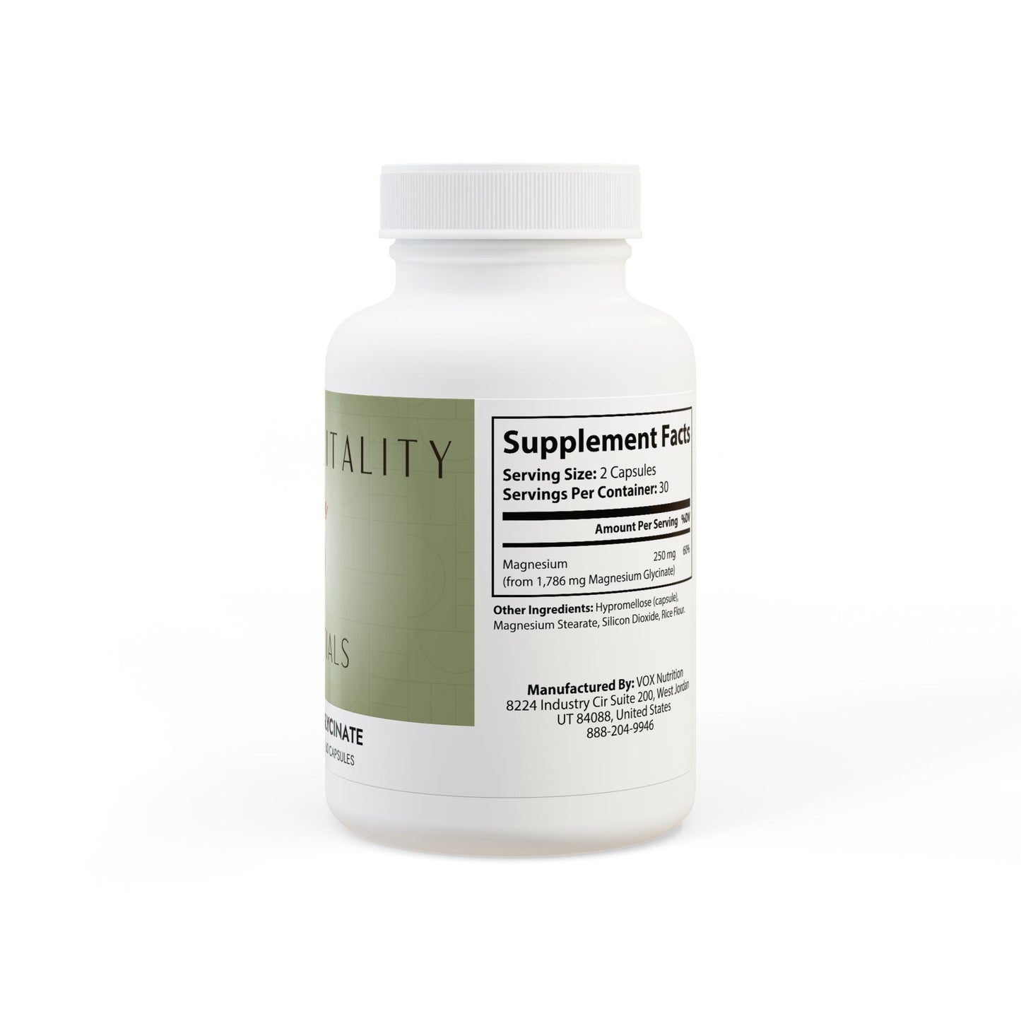 Prairie Vitality Magnesium Glycinate Supplement (60 Capsules)