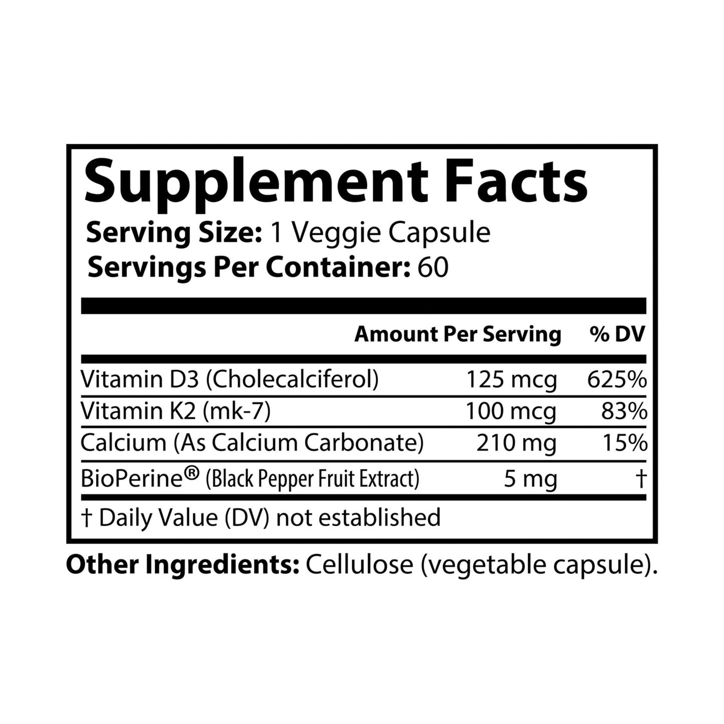 Prairie Vitality Vitamin K2 + D3 Supplement (60 Capsules)