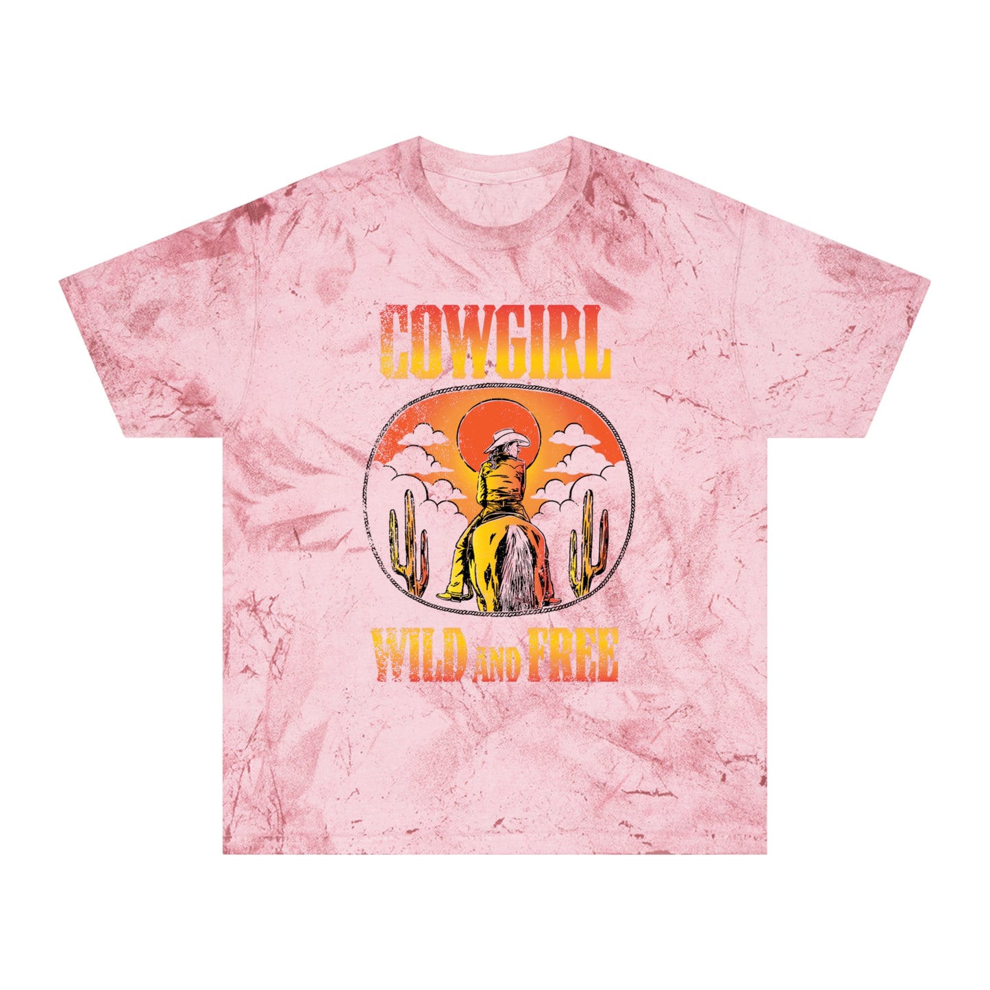 Cowgirl Wild and Free Color Blast Tee - Wyomerican