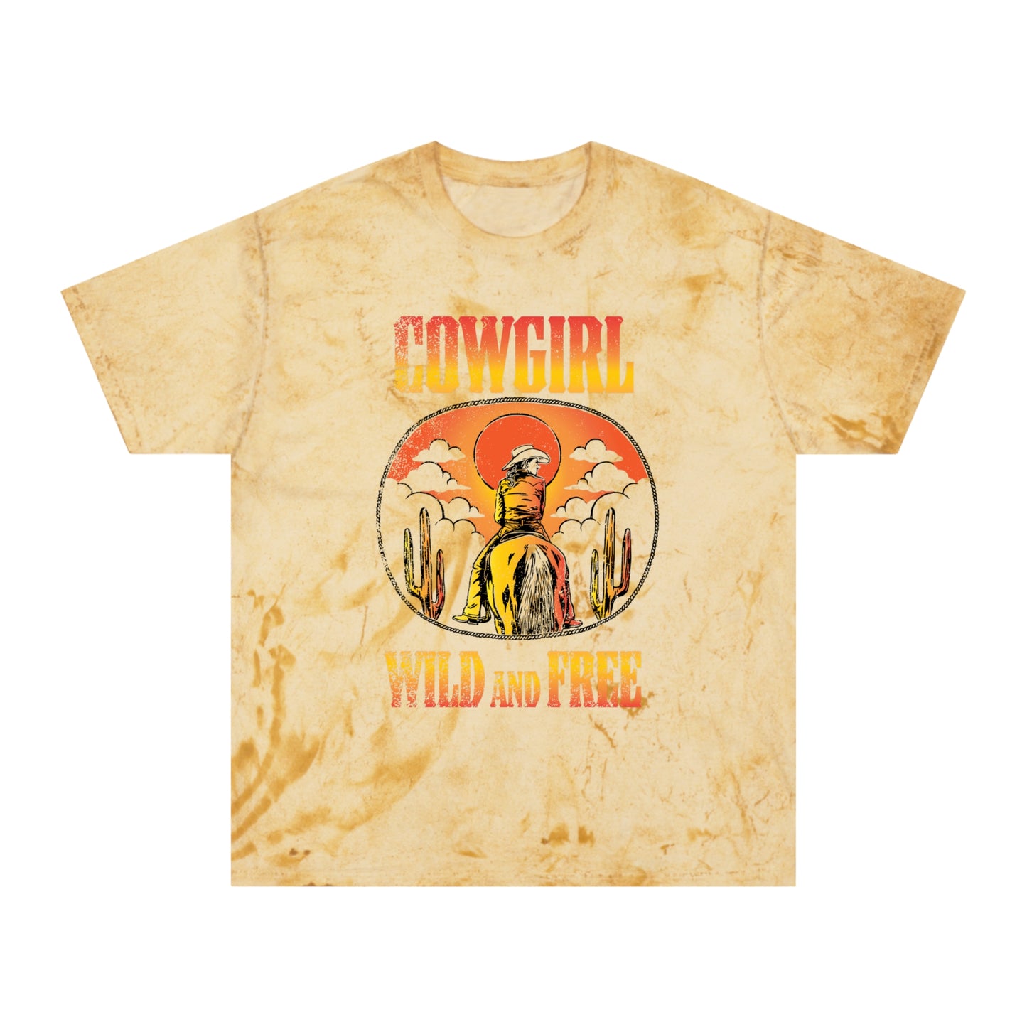 Cowgirl Wild and Free Color Blast Tee - Wyomerican