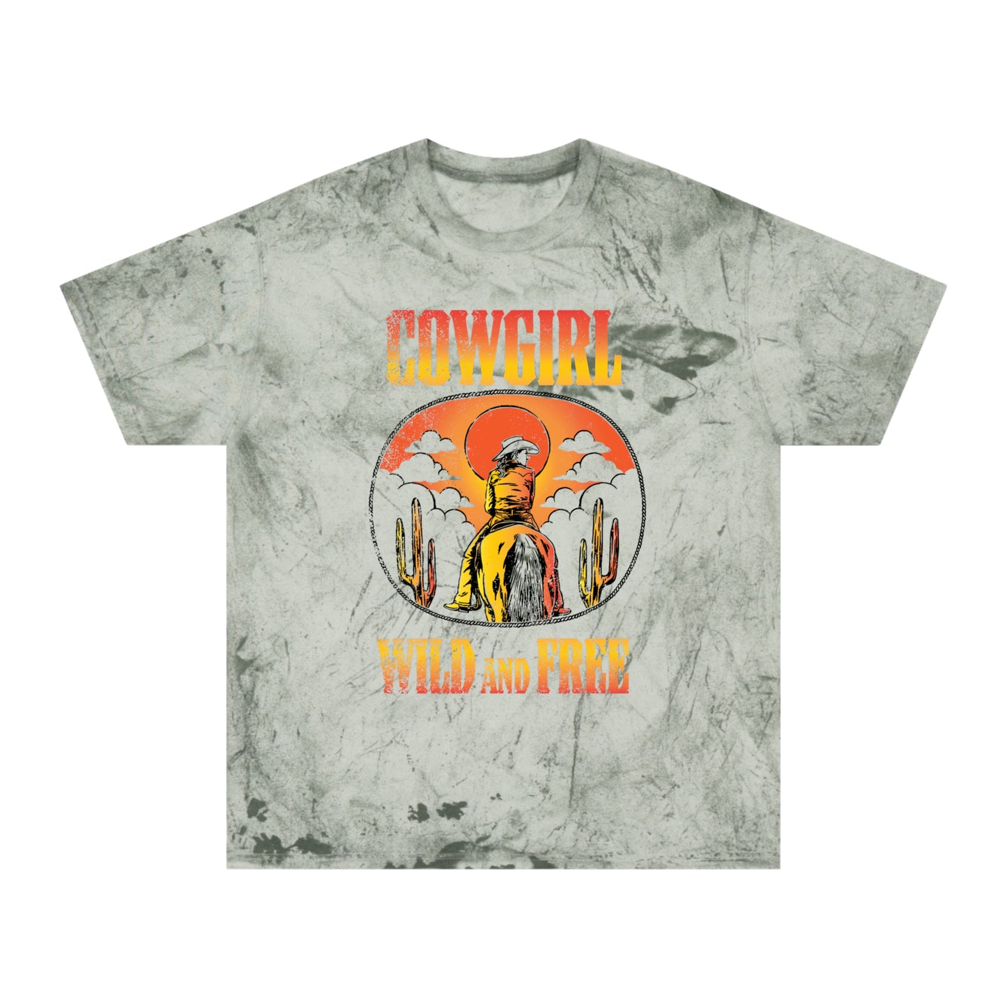 Cowgirl Wild and Free Color Blast Tee - Wyomerican