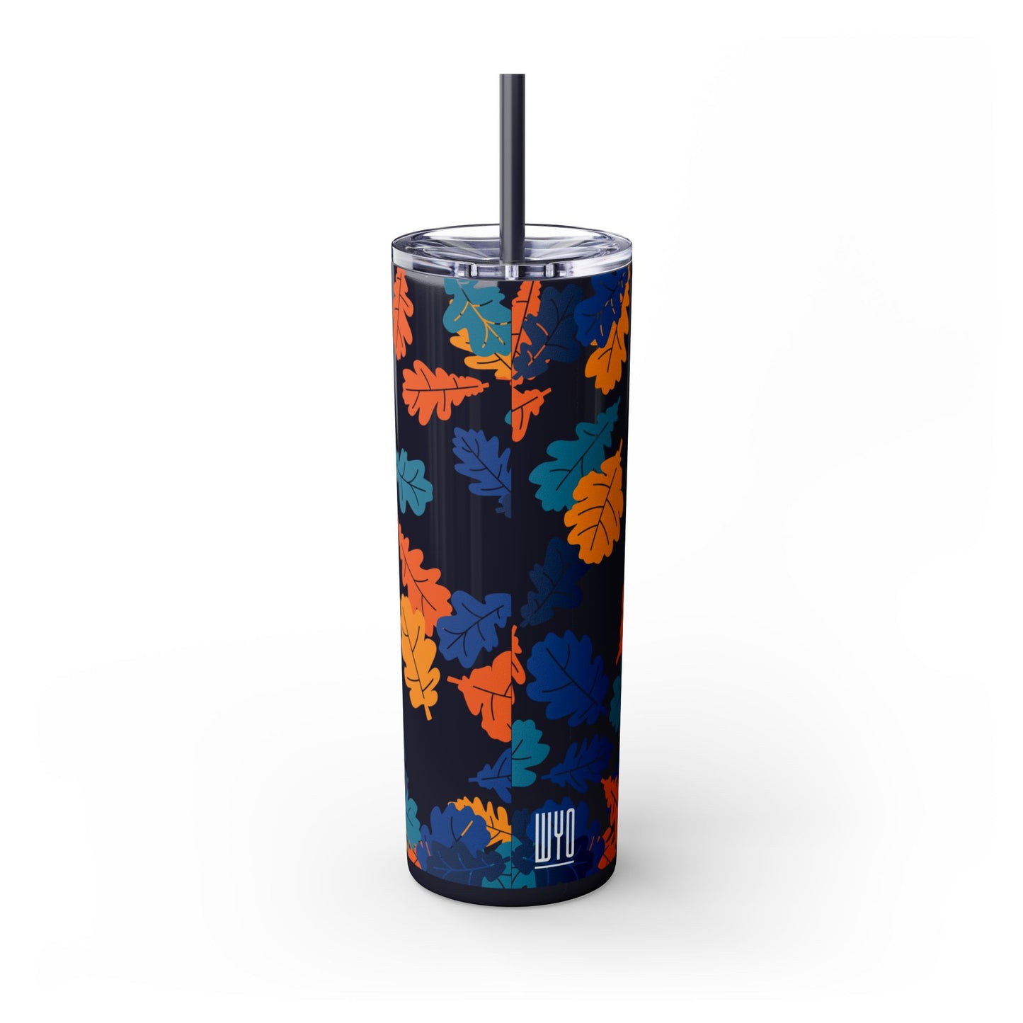 WYO Blue Fall Leaf Skinny Tumbler with Straw, 20oz - Wyomerican