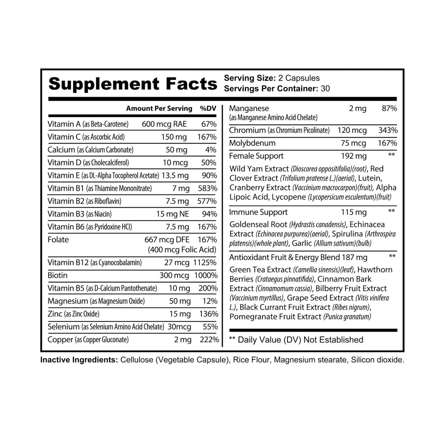 Prairie Vitality Multivitamin for Women Supplement (60 Capsules)