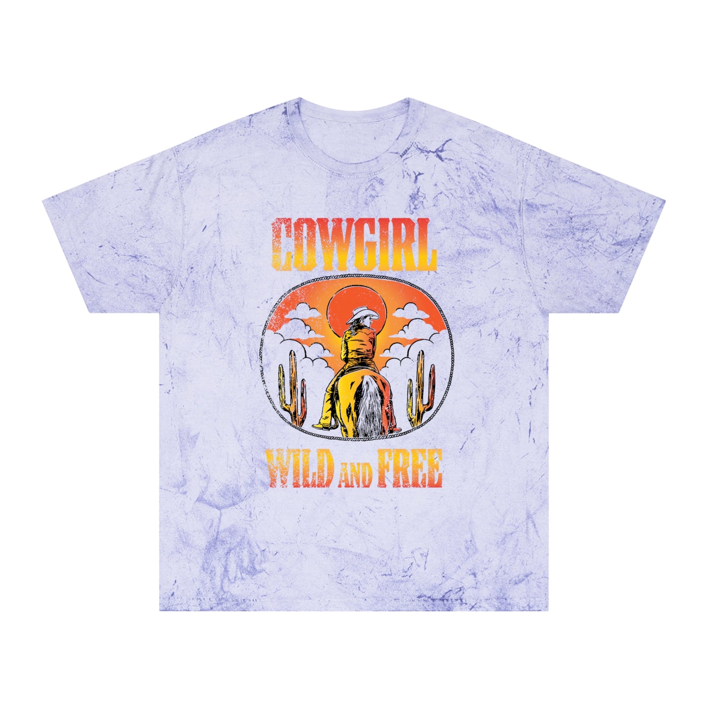 Cowgirl Wild and Free Color Blast Tee - Wyomerican