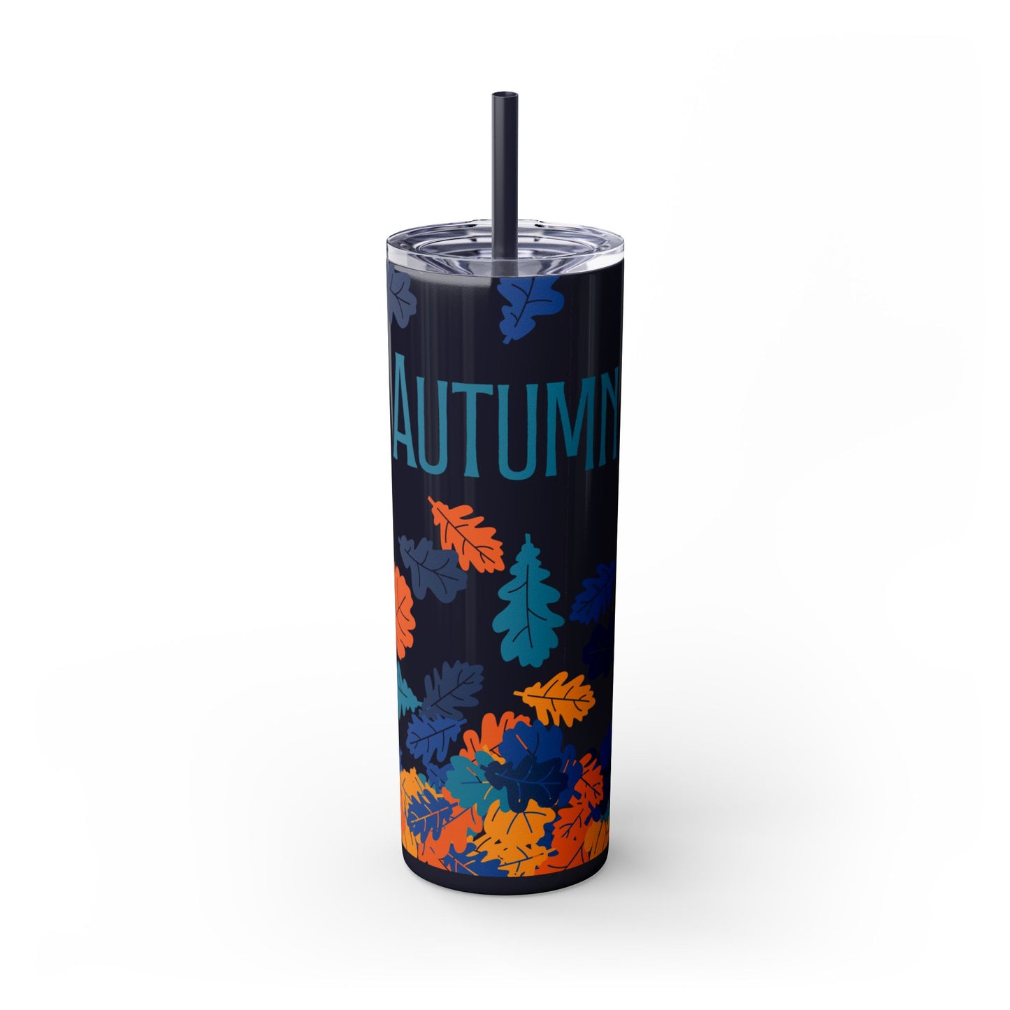 WYO Blue Fall Leaf Skinny Tumbler with Straw, 20oz - Wyomerican