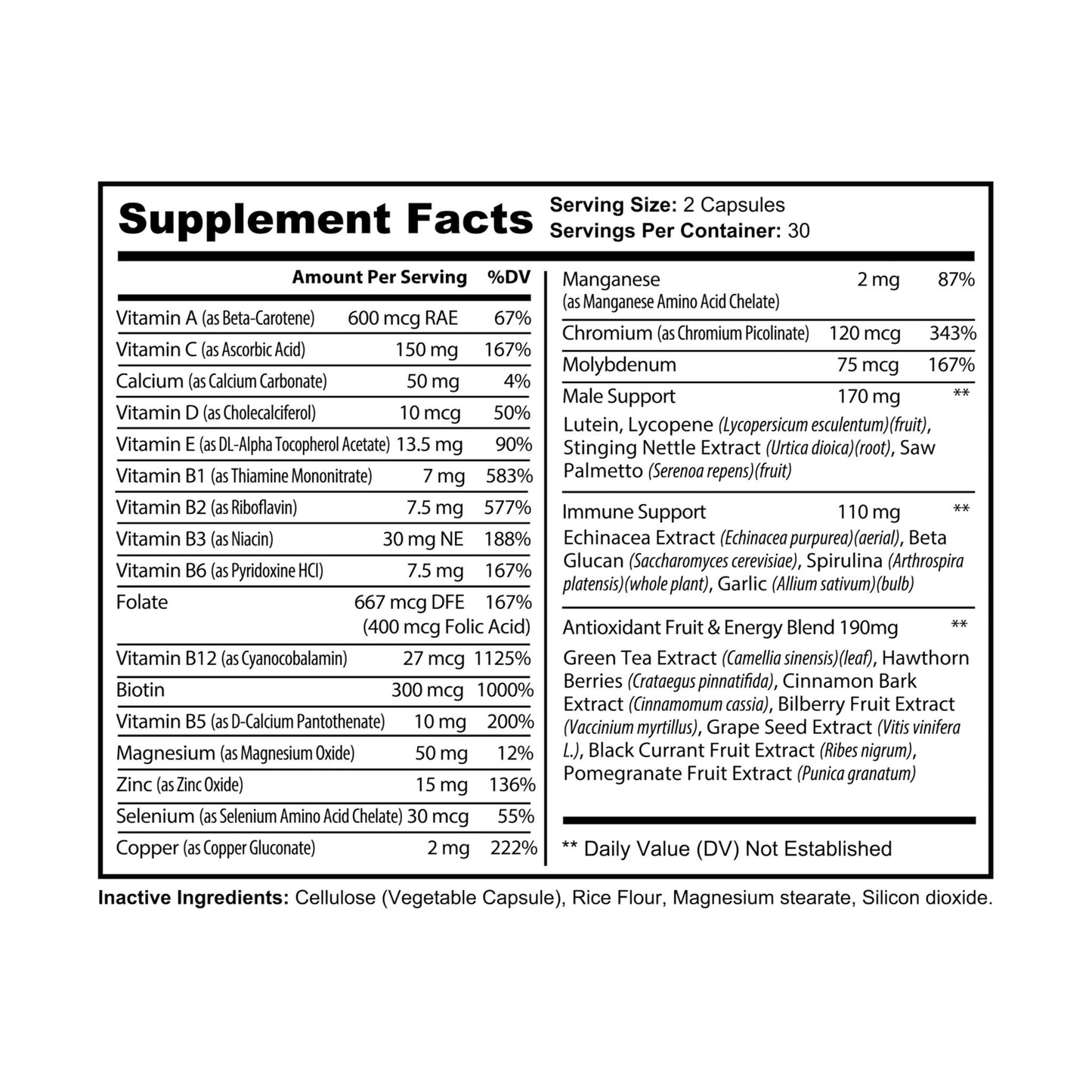 Prairie Vitality Multivitamin for Men Supplement (60 Capsules)