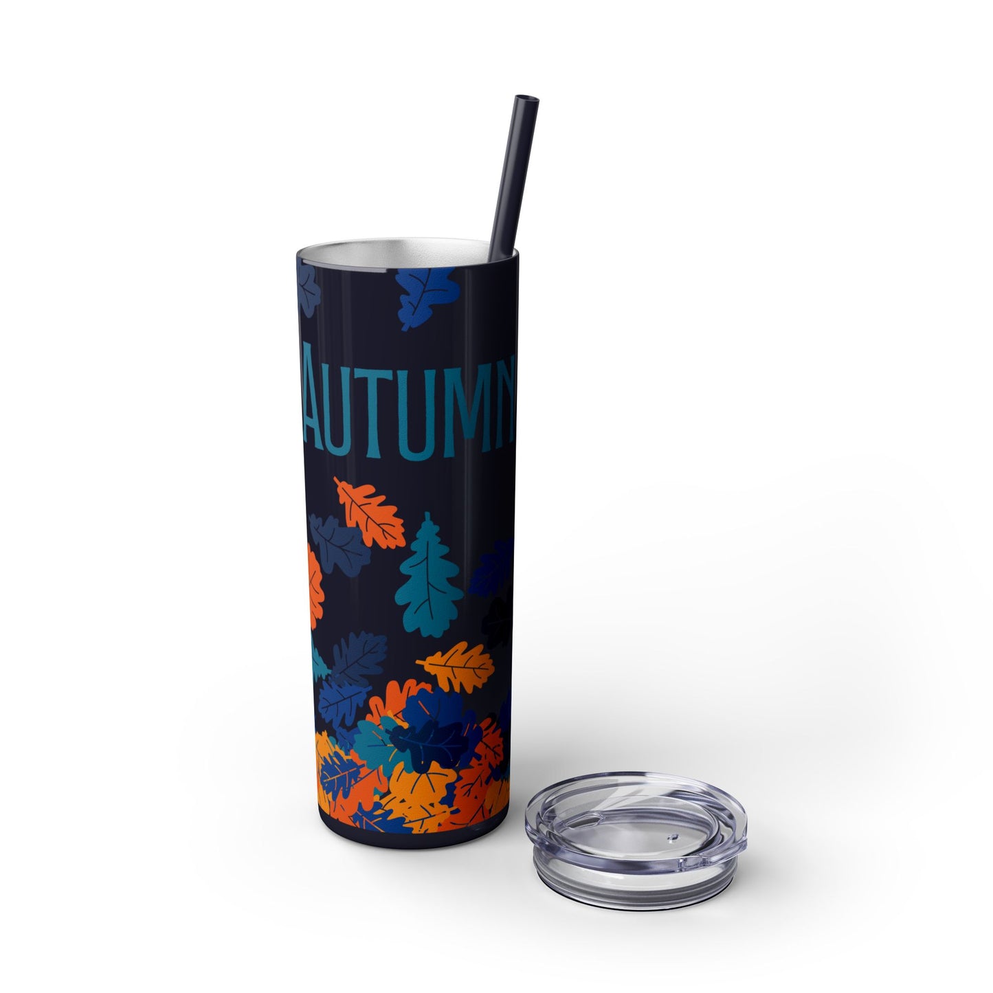WYO Blue Fall Leaf Skinny Tumbler with Straw, 20oz - Wyomerican
