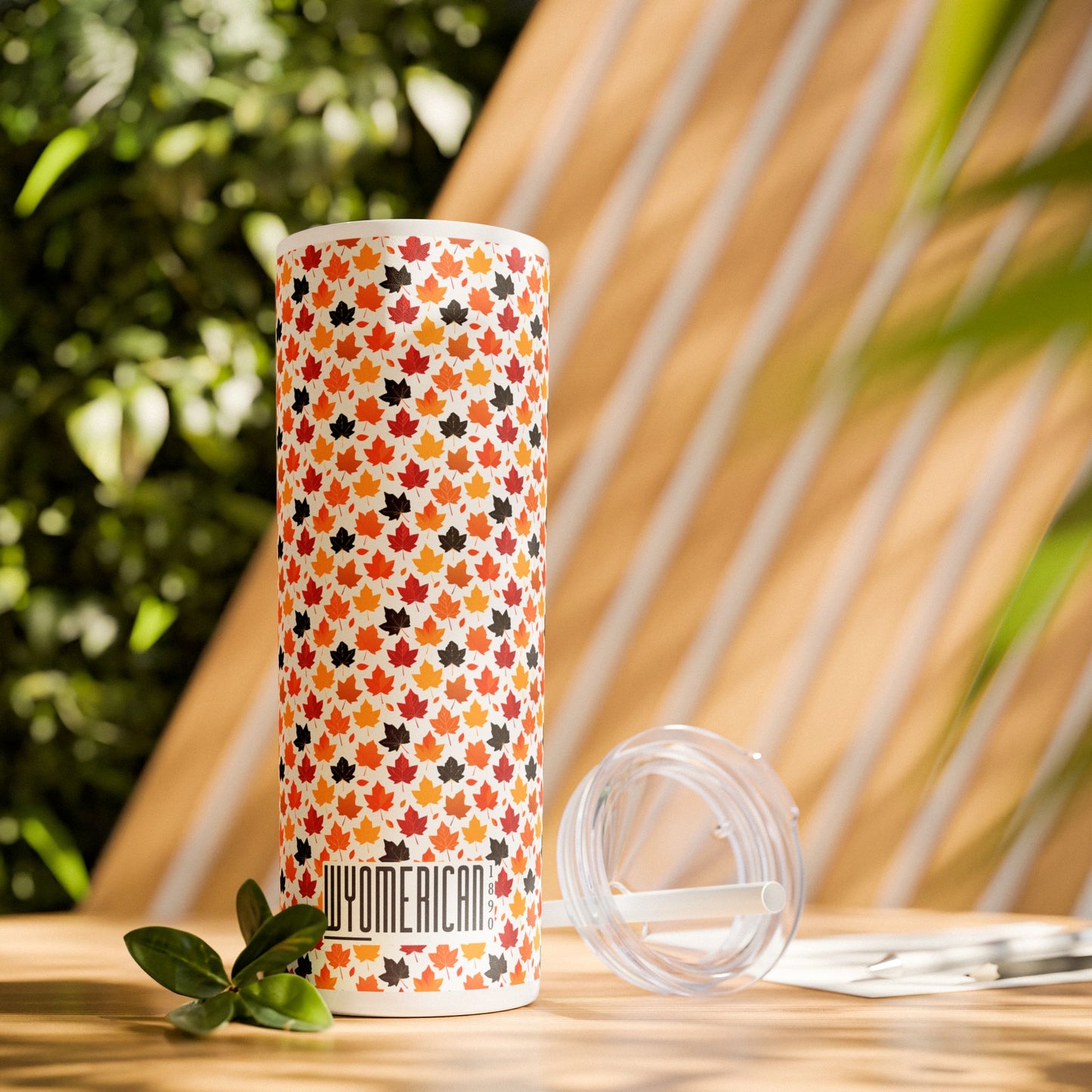 WYO Fall Leaf Skinny Tumbler w/Straw 20oz. - Wyomerican