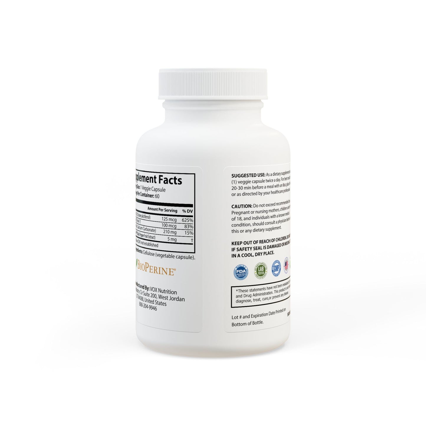 Prairie Vitality Vitamin K2 + D3 Supplement (60 Capsules)