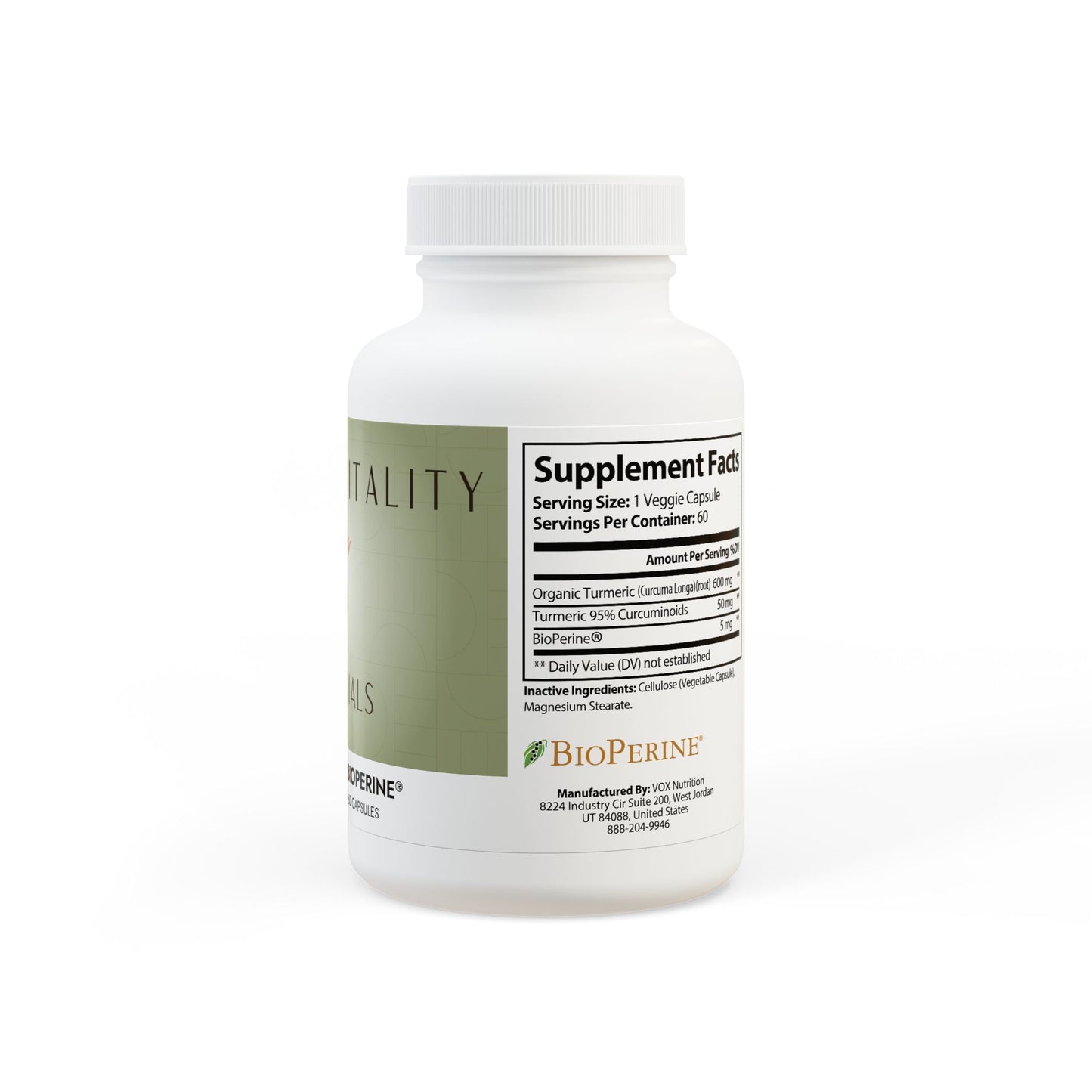Prairie Vitality Turmeric with BioPerine® (Black Pepper Fruit Extract) Supplement (60 Capsules)