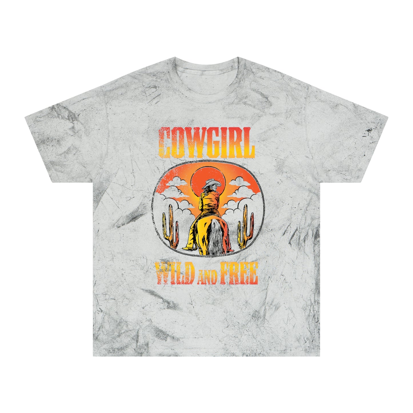 Cowgirl Wild and Free Color Blast Tee - Wyomerican