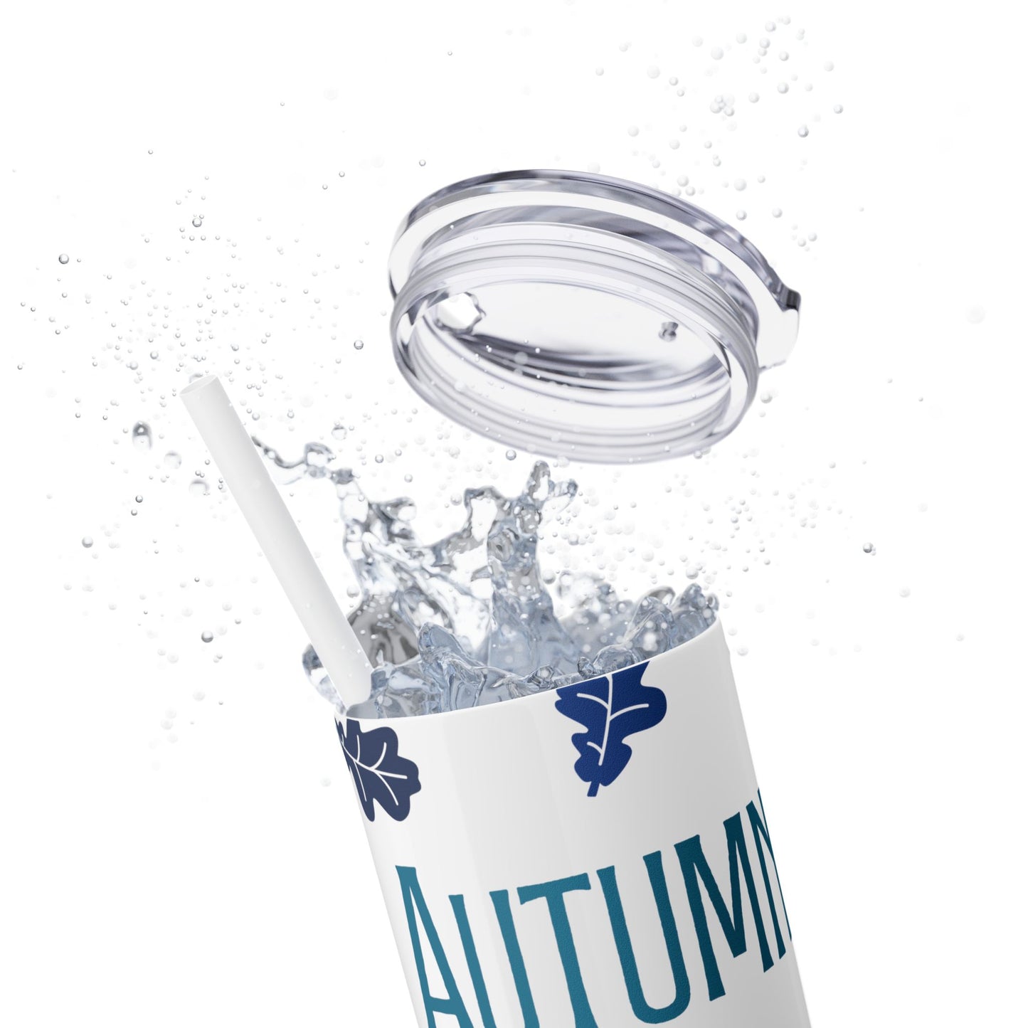 WYO Blue Fall Leaf Skinny Tumbler with Straw, 20oz - Wyomerican