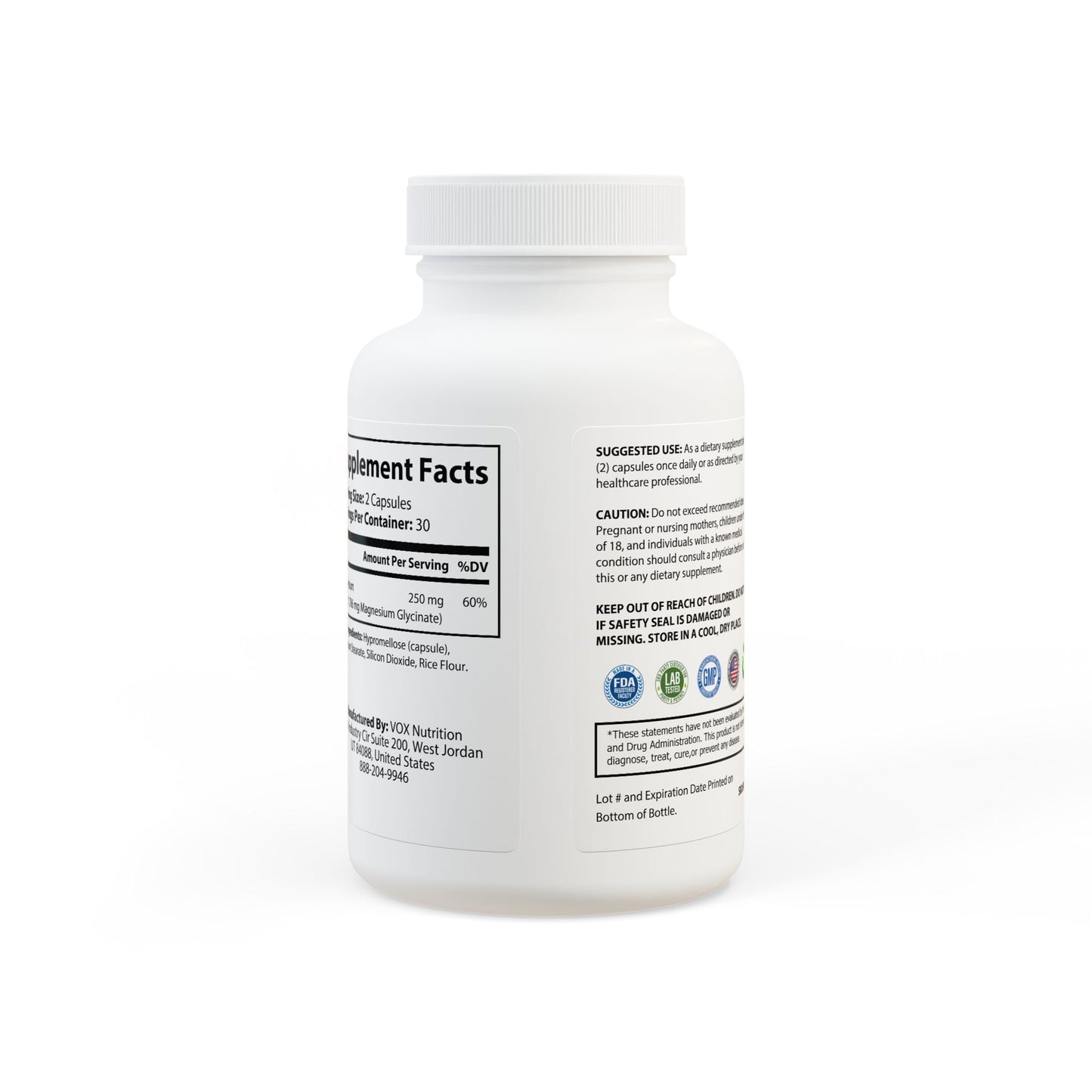 Prairie Vitality Magnesium Glycinate Supplement (60 Capsules)