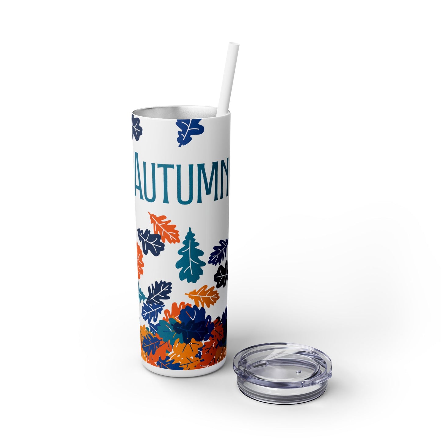 WYO Blue Fall Leaf Skinny Tumbler with Straw, 20oz - Wyomerican