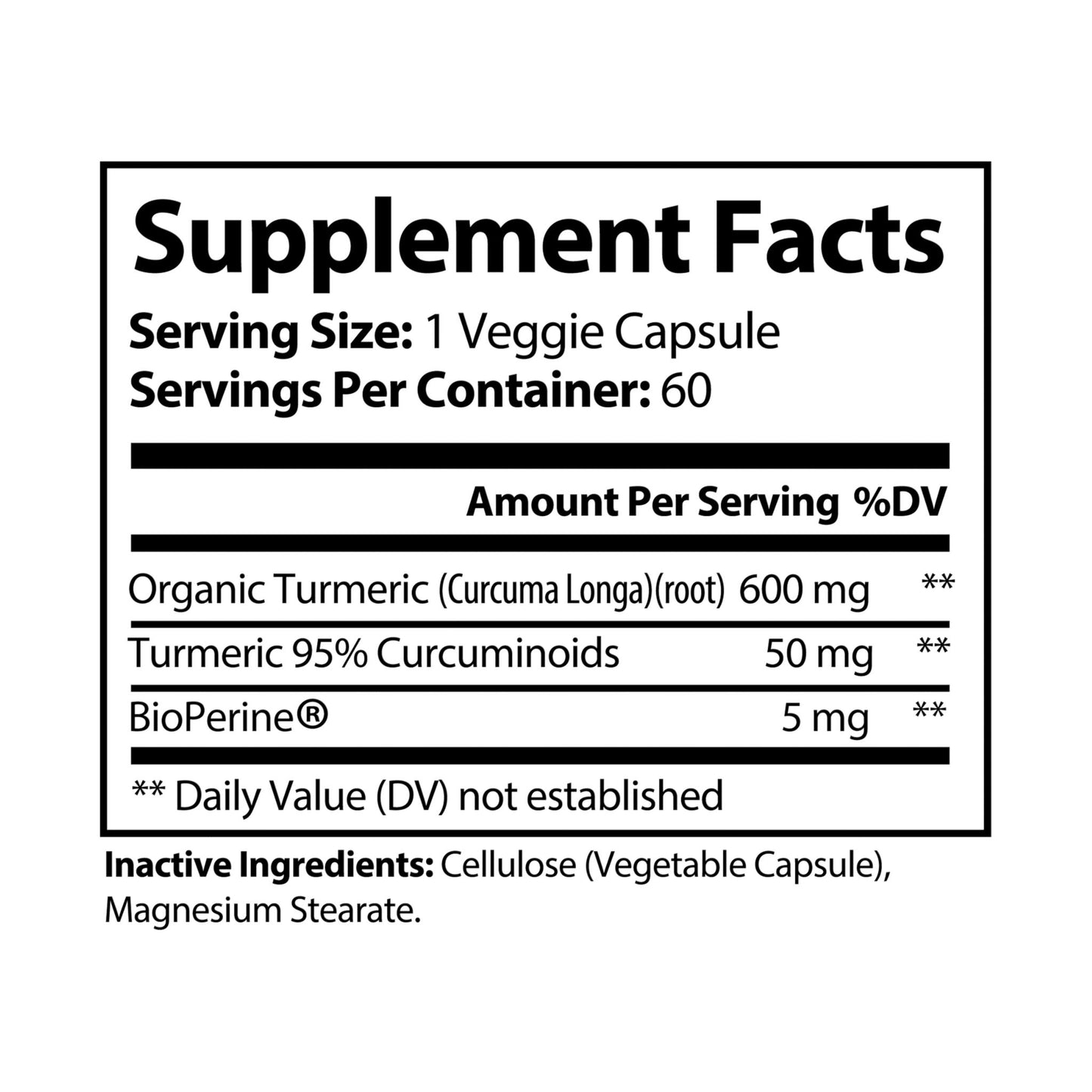 Prairie Vitality Turmeric with BioPerine® (Black Pepper Fruit Extract) Supplement (60 Capsules)