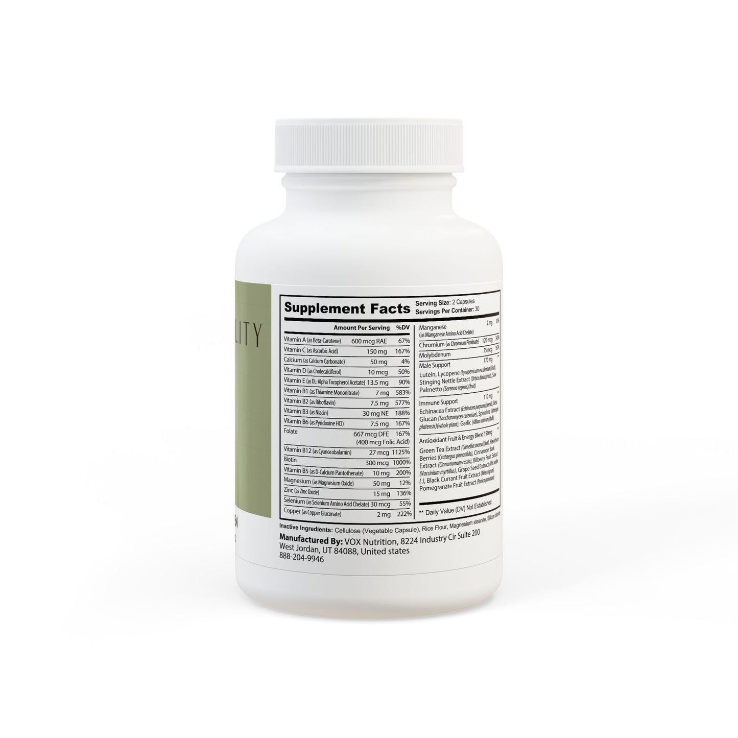 Prairie Vitality Multivitamin for Men Supplement (60 Capsules)