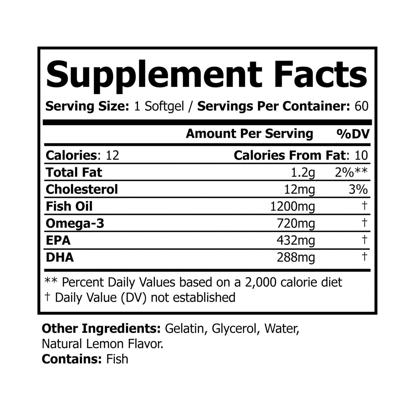 Prairie Vitality Omega 3 Fish Oil Supplement (60 Softgels)