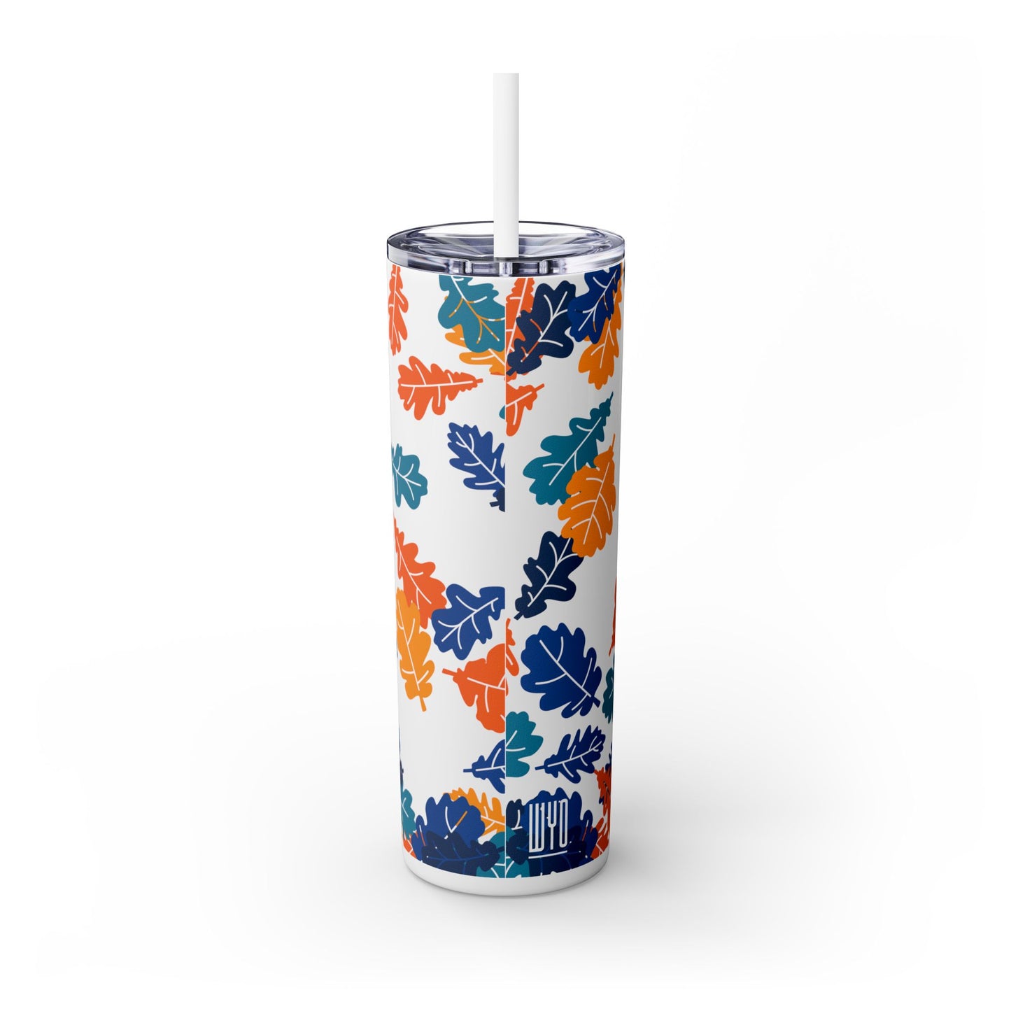 WYO Blue Fall Leaf Skinny Tumbler with Straw, 20oz - Wyomerican