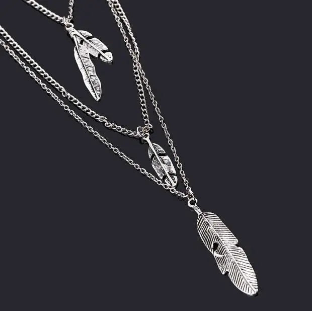 Go West Boho Multi-layered Feather Necklace