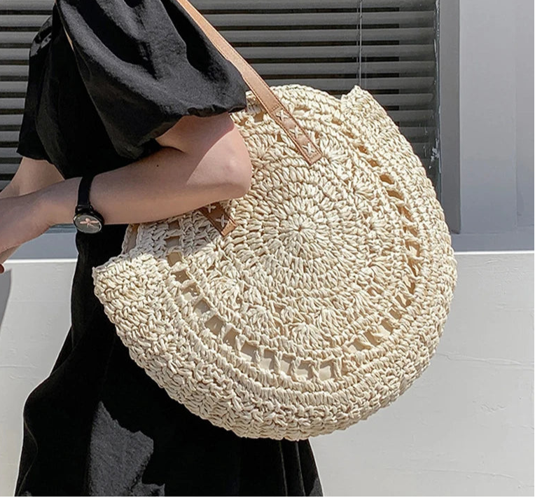 Summer Round Rattan Shoulder Bag