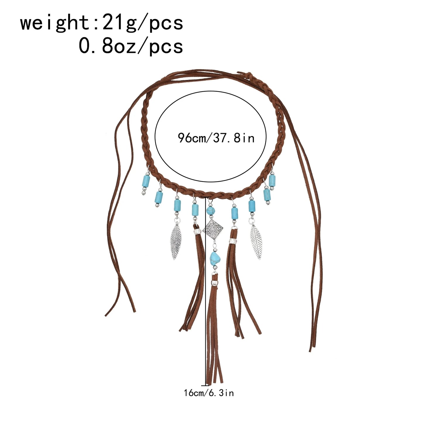 Go West Boho Retro Brown Leather Rope Woven Necklace