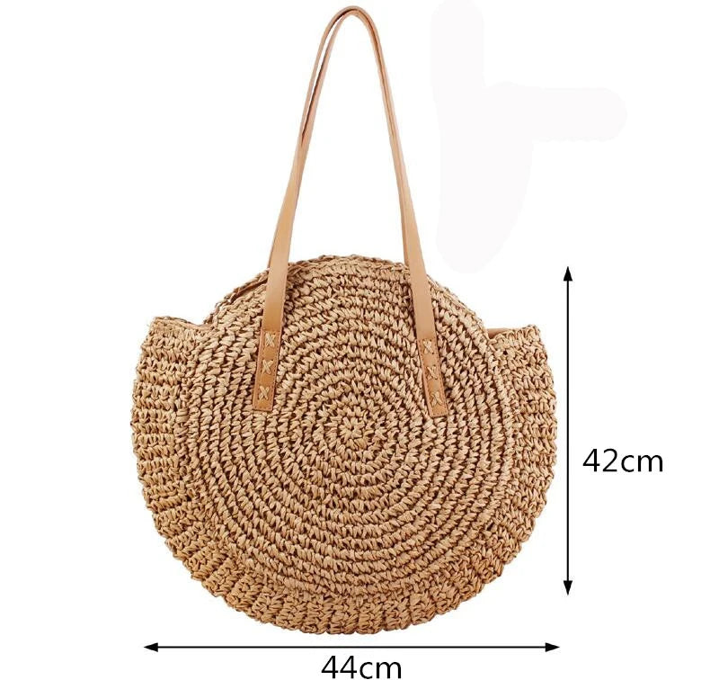 Summer Round Rattan Shoulder Bag