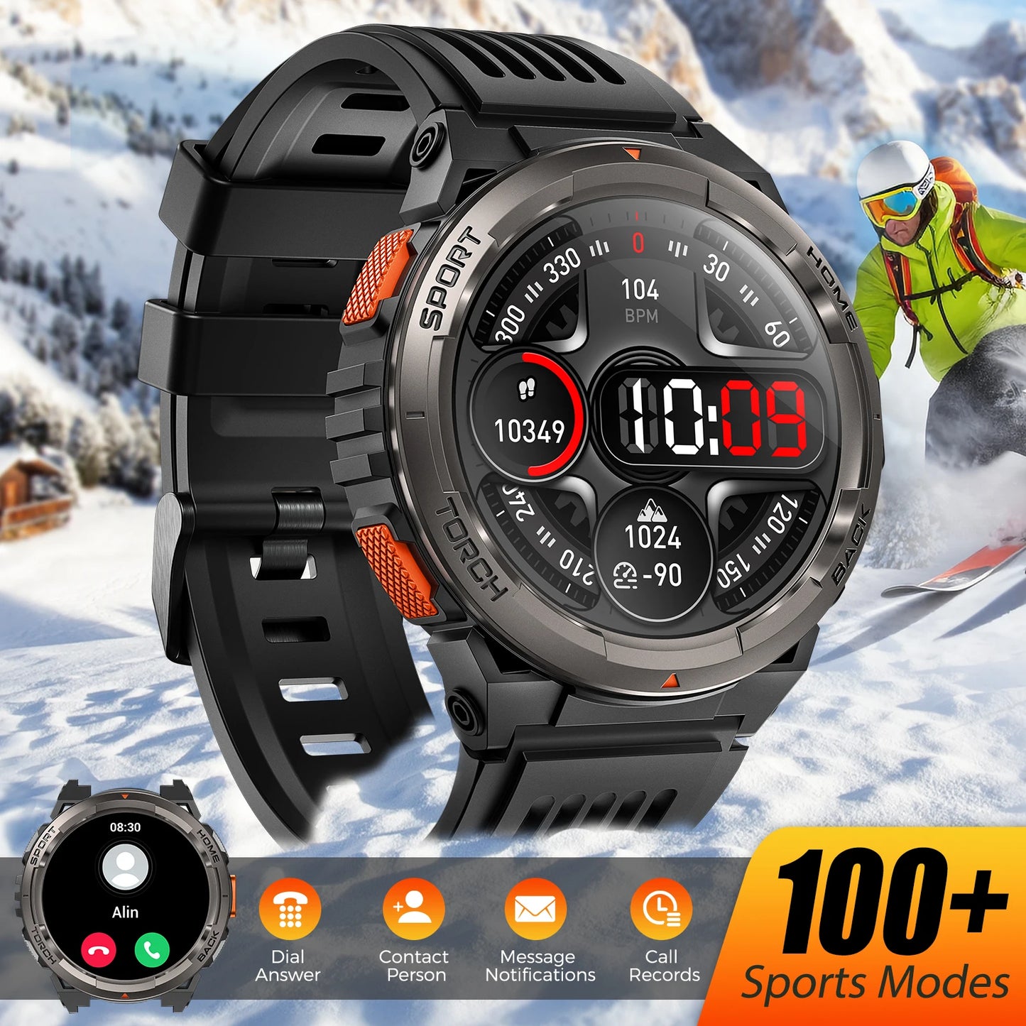 Badger Creek Smart Watch With Compass, Altitude, Barometer, LED Flashlight, SOS