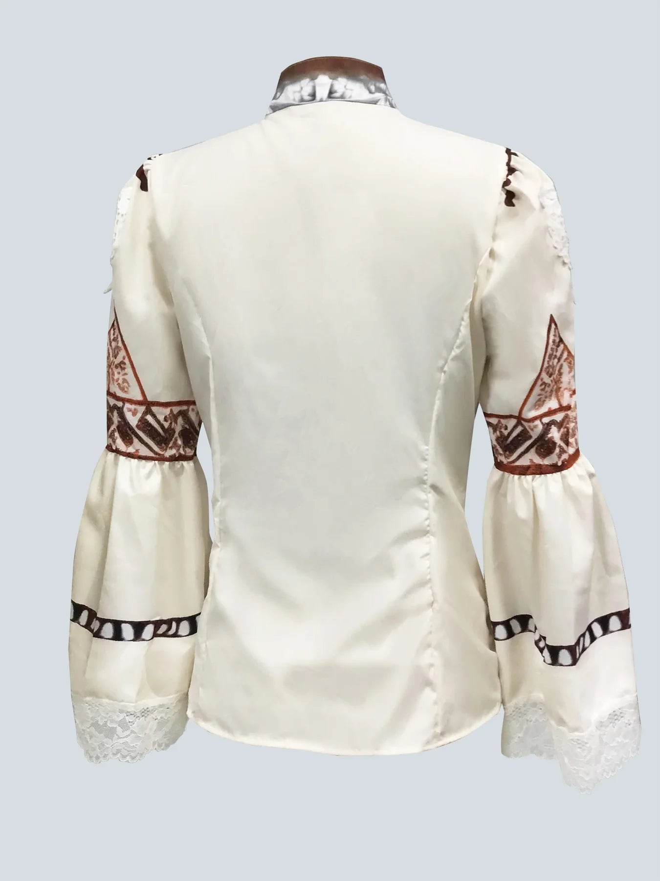 Women's Chic Western Lace-Up V-Neck Flare Sleeve Vintage Top