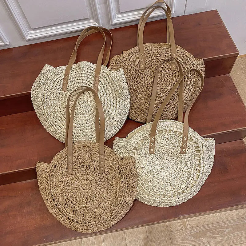 Summer Round Rattan Shoulder Bag