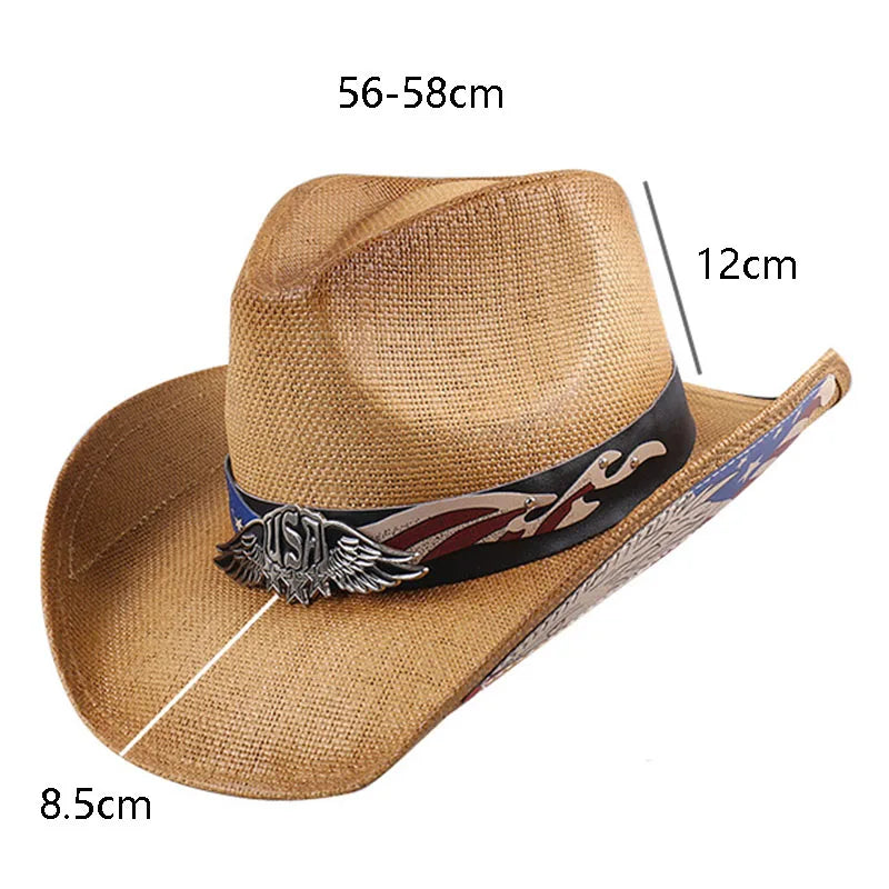 Western Cowboy Straw USA Hat