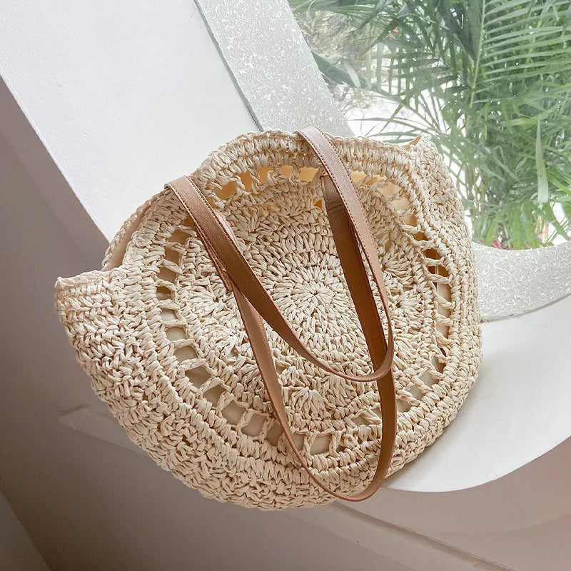 Summer Round Rattan Shoulder Bag