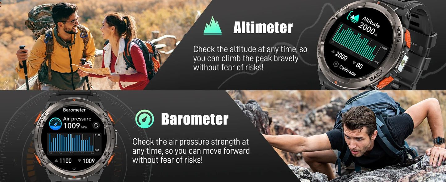 Badger Creek Smart Watch With Compass, Altitude, Barometer, LED Flashlight, SOS
