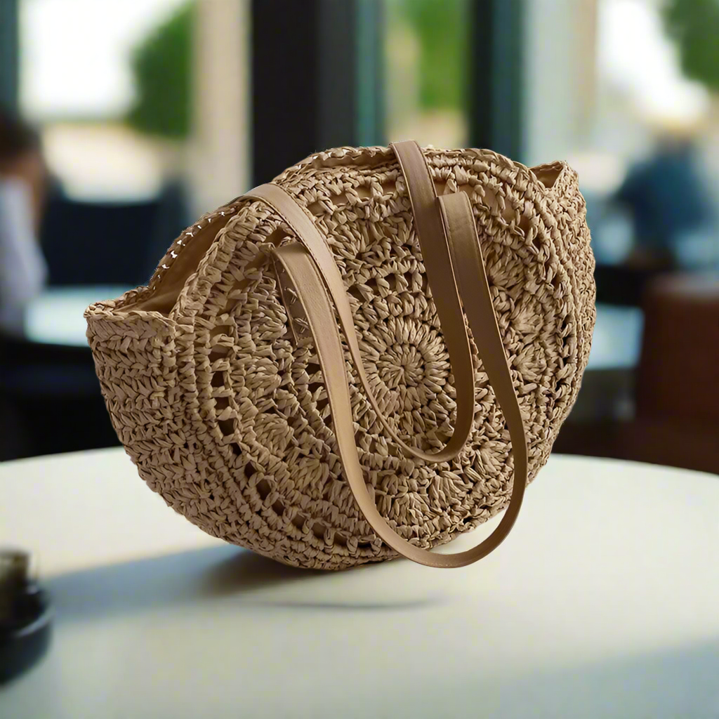 Summer Round Rattan Shoulder Bag