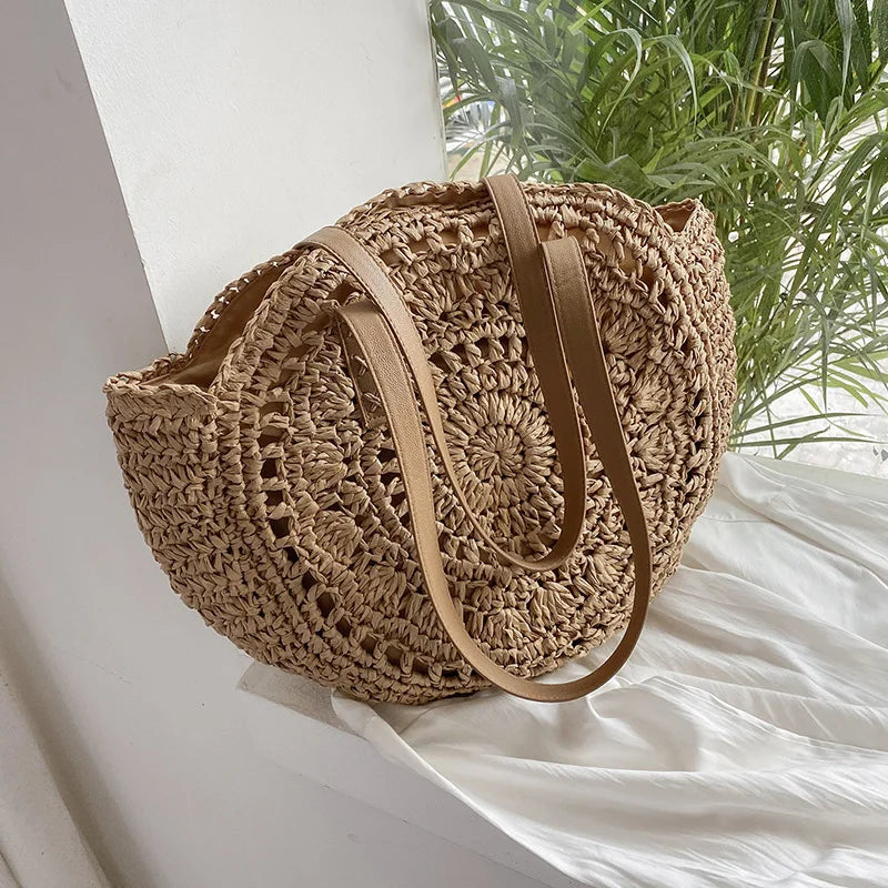 Summer Round Rattan Shoulder Bag