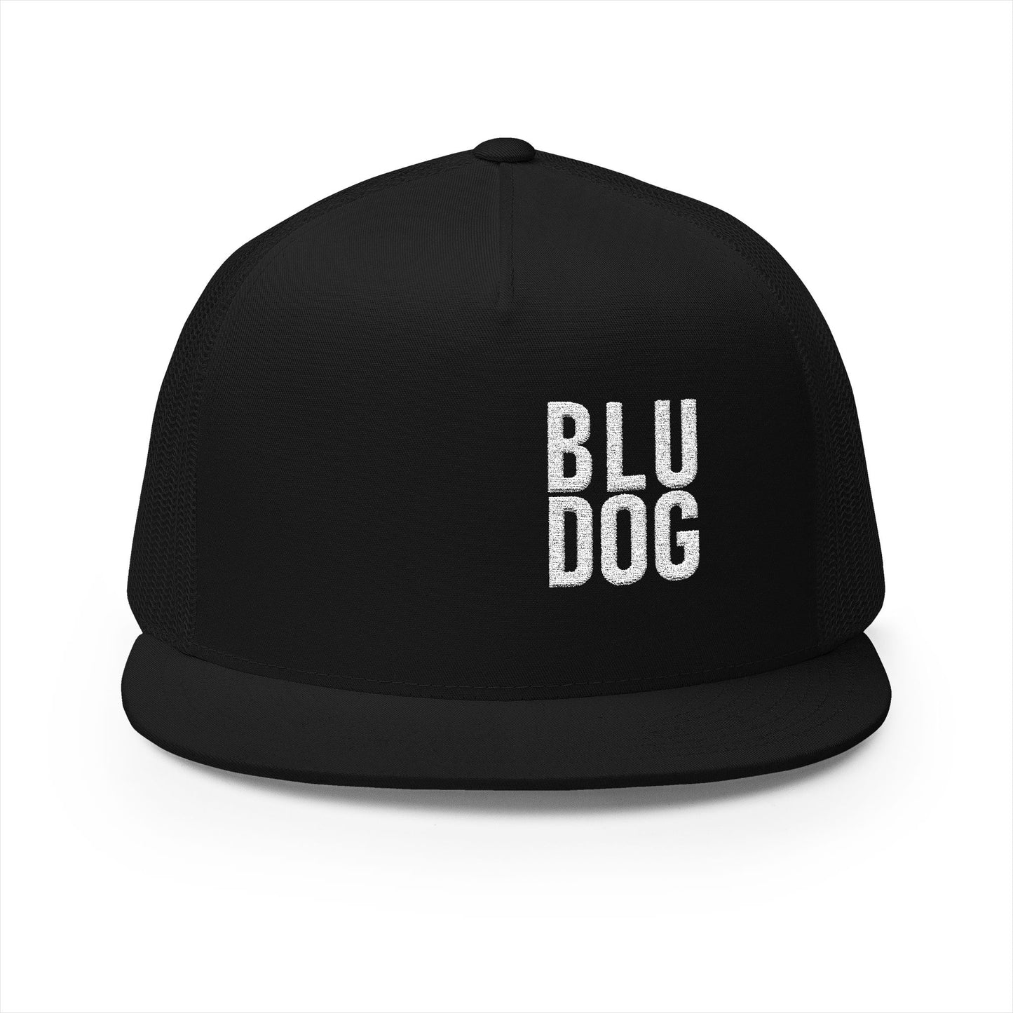 BLU DOG Trucker Cap — Retro Distressed Logo Mesh Snapback