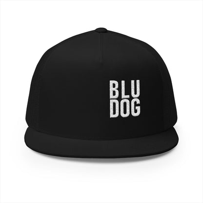 BLU DOG Trucker Cap — Retro Distressed Logo Mesh Snapback