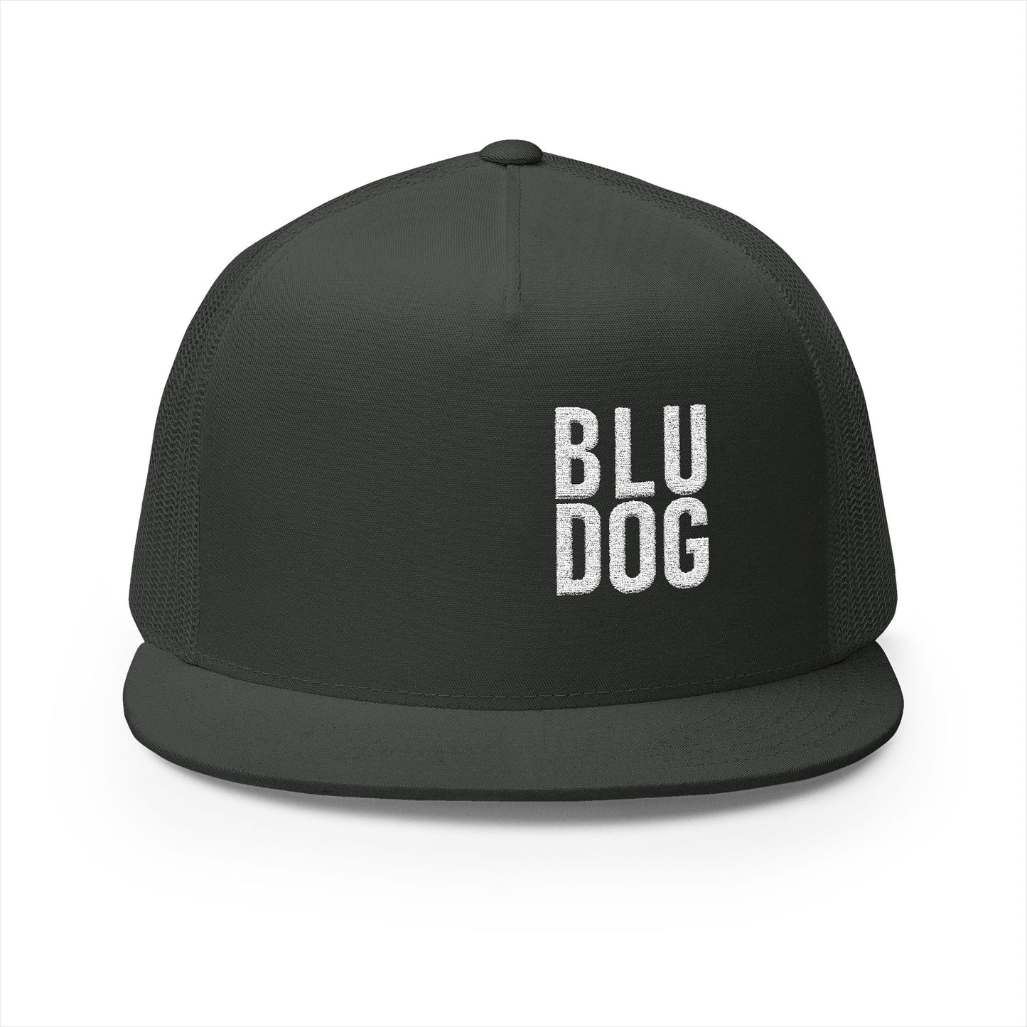 BLU DOG Trucker Cap — Retro Distressed Logo Mesh Snapback