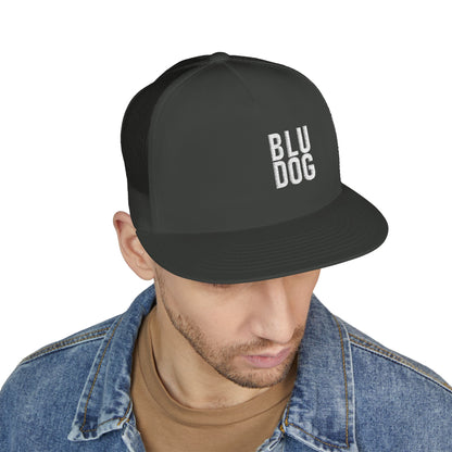 BLU DOG Trucker Cap — Retro Distressed Logo Mesh Snapback
