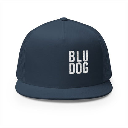 BLU DOG Trucker Cap — Retro Distressed Logo Mesh Snapback